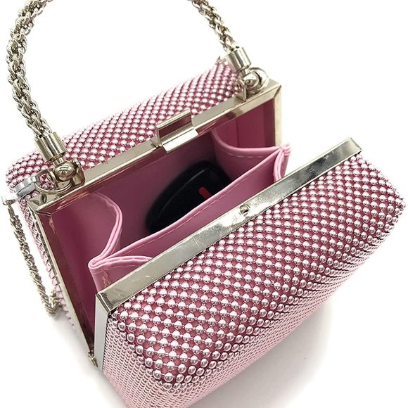 clutch Metal beaded mesh evening box purse - Picture 2 of 6